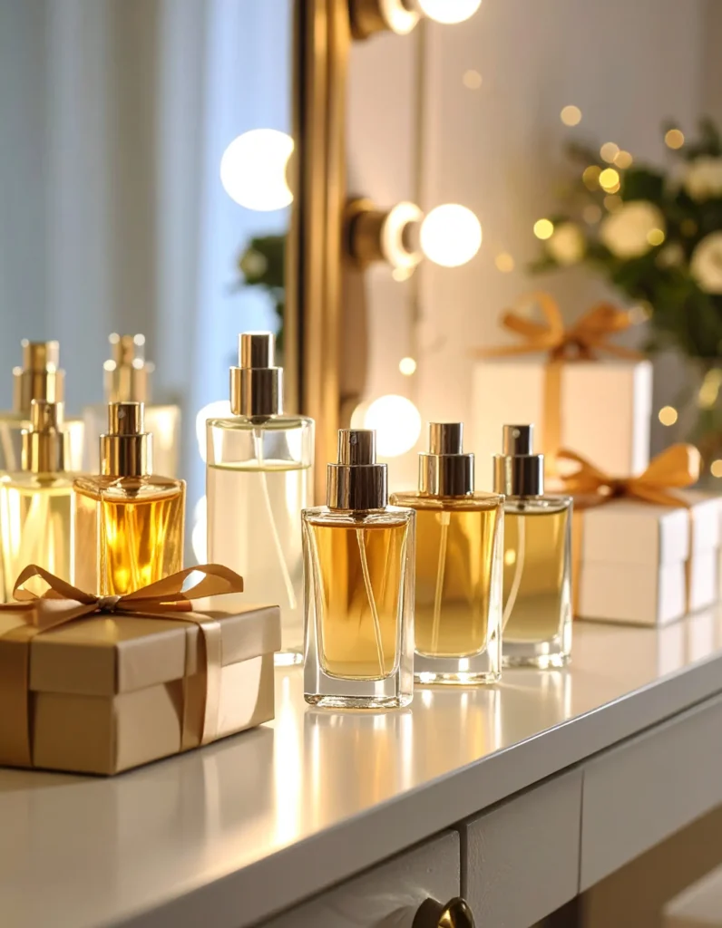perfume gift guide for her featuring luxury fragrance gift sets and sample collections