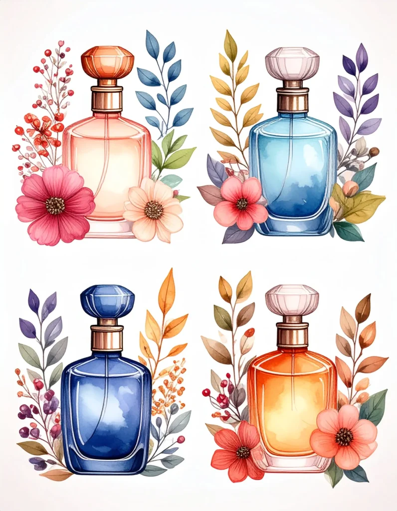 seasonal perfume gift guide for her showing fragrances for every season of the year